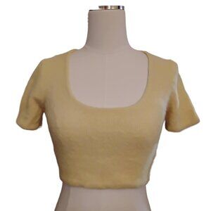 Zara -M- wool polyesters crop top light yellow